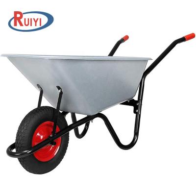 China Heavy Duty Garden Work Wheel Barrow 100L Garden Wheel Barrow Pneumatic Galvanized Metal 200Kg for sale