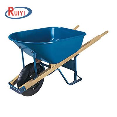 China Garden Work Customized Heavy Duty 1 Tire Wheelbarrow Garden Cart Landscape Wagon Blue for sale