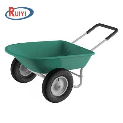 China Garden Labor 2-Wheeled Garden Wheelbarrow Large Capacity Rolling Dump Utility Cart For DIY Home Landscaping for sale