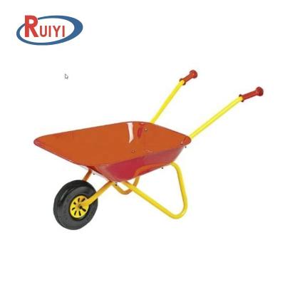 China Steel With Powder Coating Kids Wheelbarrow Yard Rover Steel Tray Metal Construction Toys Tote Dirt /Leaves/Tools In Garden For Toddlers Kids Play Tool for sale