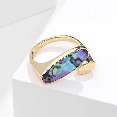 China Cute Abalone Shell Simple Fashion Jewelry 925 Sterling Silver Open Adjustable Rings Vintage Women Wholesale Sales for sale