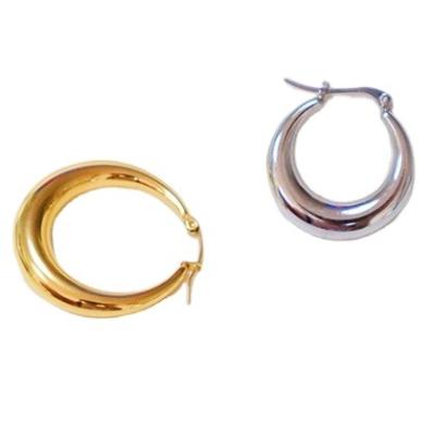 China CLASSIC Trendy Jewelry Fashion Titanium Steel Earrings Smooth Non - Allergic Earrings European And American Ring Earrings For Women for sale