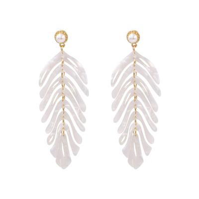 China BOHEMIA popular new leaf acrylic leaf earrings link earrings drop simplified acetic acid leaf earrings exaggerated for sale