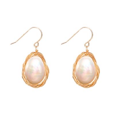 China Simple and Fashionable 14k Pearl BOHEMIA Light Double Sided Irregular Gold Filled Earrings, Pearl Earring Winding Earrings Can Be Custo for sale