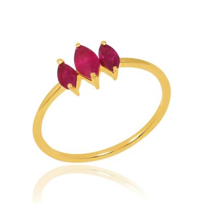 China Hot Selling High Quality Vintage Design18k Gold Plated 925 Sterling Silver Ring Natural Garnet Gemstone Ring for sale