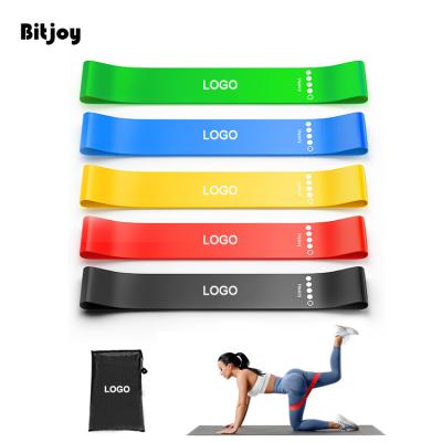 China Custom Bitjoy Logo Rubber Fitness Exercise Band Non-Slip Resistance Bands Workout Resistance Bands Set For Women for sale