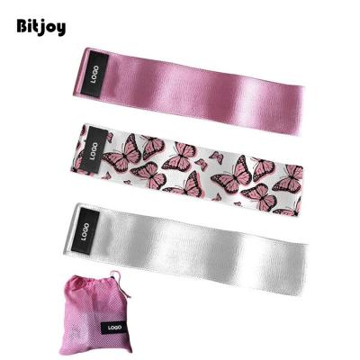 China Non-Slip Resistance Bands Custom Printed Bitjoy Workout Exercise Band Pink Cloth Booty Pusher Bands for sale