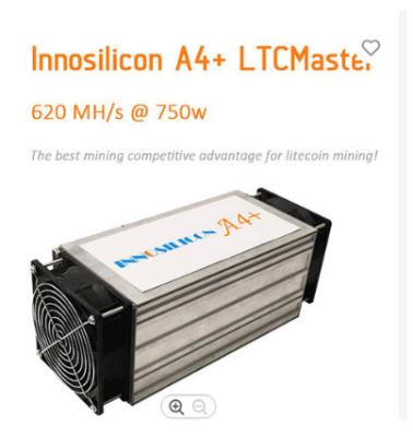 Κίνα Crypto ανθρακωρύχων 0.62T 750W Bitmain LTC Innosilicon A4+ ανθρακωρύχος νομισμάτων προς πώληση