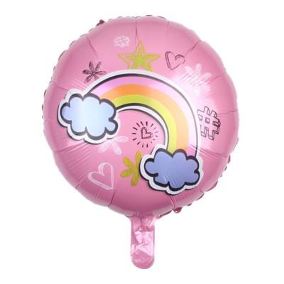 China 18 inch Round Happy Birthday Rainbow Gift Toy Clouds Foil Balloons for Kids Birthday Party Decoration for sale