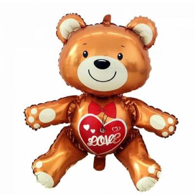 China Gift Toy Huge Kiss Me Heart Bear Shaped Foil Balloons For Valentines Day Decoration (60-70cm High) for sale