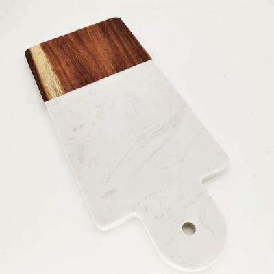 China Sustainable High Quality Rectangular Marble Cheese Cutting Board Acacia Wood for sale