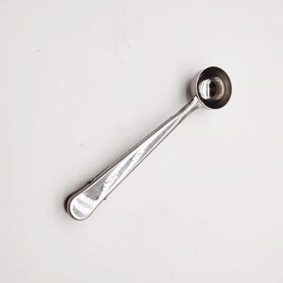 China Disposable Stainless Steel Silver Spoon Coffee Clip Measurer Teaspoon With Bag Clip for sale