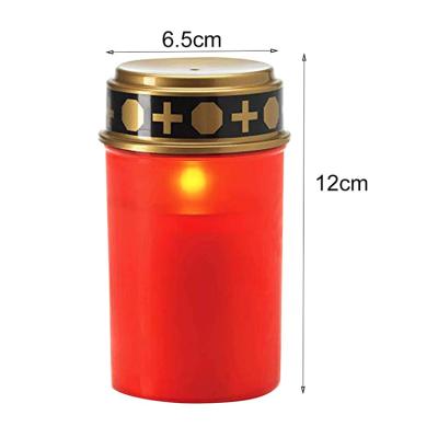 China Flameless Waterproof Outdoor Decoration LED Flickering PLASTIC Candle Use For Funeral Lighting for sale