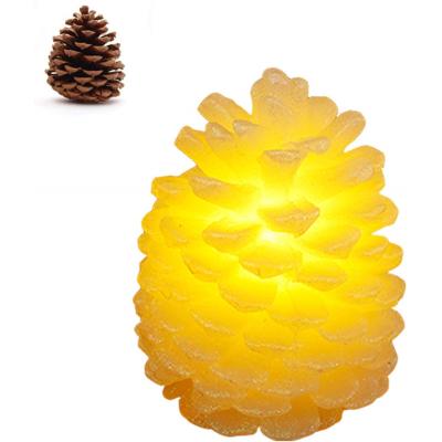 China Newest Factory Christmas Flameless Decoration Battery Operated Pine Cone Led Candles With Remote for sale