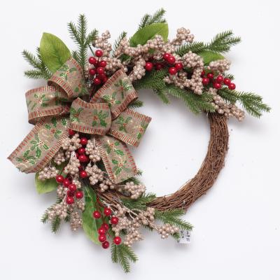 China Wholesale Natural Touch 50cm Half Nature Rattan Christmas Wreath For Door Supplies Preserved Boxwood Christmas Wreath for sale