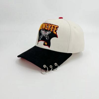 China COMMON Wholesale Custom Metal ring pierced cap long bill mens baseball caps custom Embroidered caps hats for sale