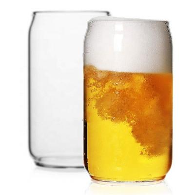 China US WAREHOUSE 16oz Custom Logo Viable Custom Craft Different Sizes Soda Can Style Beer Can Shape Glass Clear Beer Glasses for sale