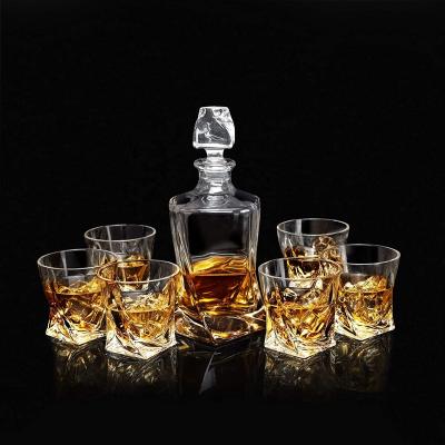 China Lead Free Crystal Glass 28oz Old Fashioned Bottle Custom Wine Glasses Crystal Whiskey Decanter Set for sale