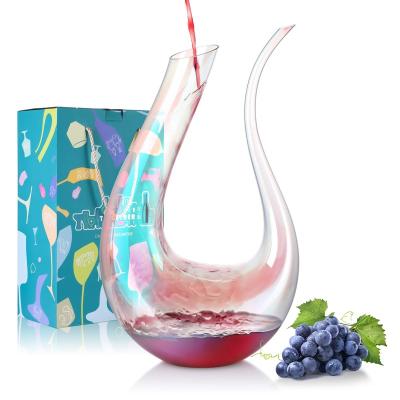 China 100% Lead Free 51 Ounce Crystal U Shape Color Carafe Glass Wine Decanter for sale