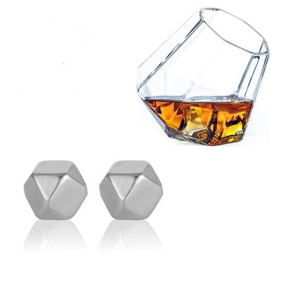 China Viable Wholesale High Quality Diamond Shaped Refrigerated Whiskey Stainless Steel Ice Stone for sale