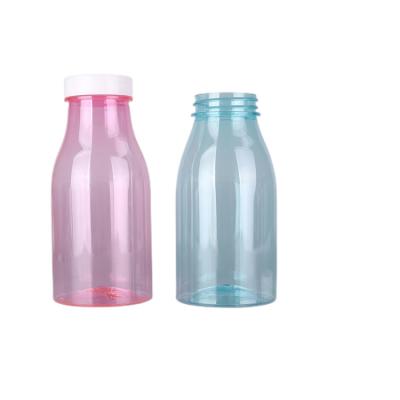 China Wholesale Empty Beverage Bottle Juice Beverage Making PET 300ml Plastic Milk Bottle With Screw Cap for sale