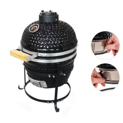 China AUPLEX Kamado Cart Mini Egg Ceramic Smoker Garden Grill Usage for sale