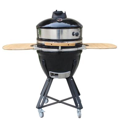 China Height Adjustable Auplex 21inch Pizza Oven With Ceramic Trolley Kamado Barbecue Grill for sale