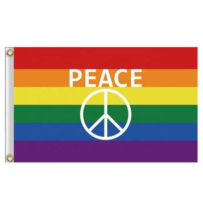 China Rainbow FLYING Flag with Peace Symbol Gay Pride Banner LGBT Festival Event Sign for sale