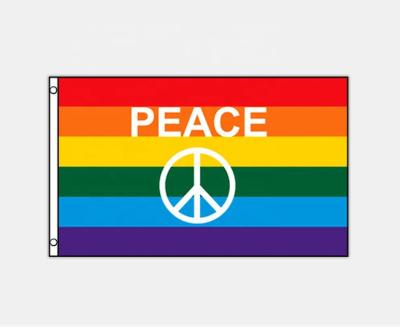 China Rainbow FLYING Pride Flag Cheerful Peace Symbol Letters 3x5 for sale