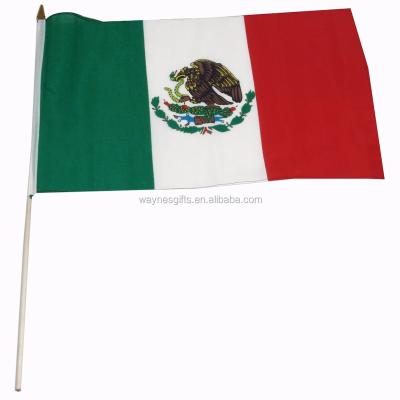 China Health Care Institute Wholesale Custom Country Flag Mexico Hand Flag With Plastic Pole for sale