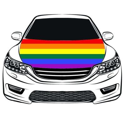 China Health Care Institute Polyester& Spandex Rainbow Hood Cover LGBT Custom Car Hood Cover Flag for sale