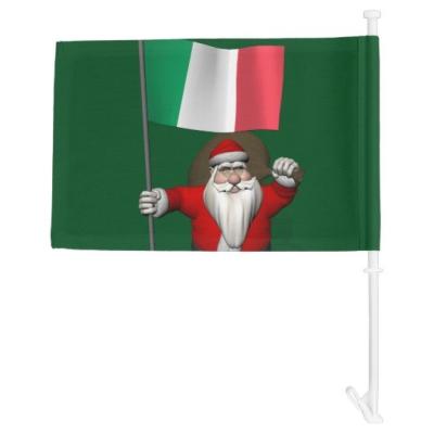 China 12x18 STEERING WHEEL Advance Santa Claus With It Tricolor Of Little by Little Happy Italy Car Window Double Sided Blank Car Flag For Car for sale