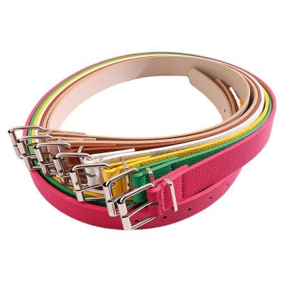 China 2023 New Women's Belt Fashion Alloy Belt Simple Stain Copper Thin Soft Candy Color Belt For Woman for sale