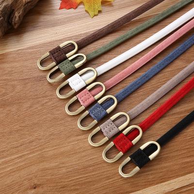 China Iron belt needle buckle pigskin belt dress sweater punched thin female soft decorative jeans knotted belt for sale