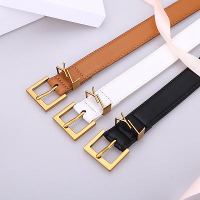 China Famous Luxury Brand Designer Copper Belts For Woman Low MOQ Brand Design Genuine Leather Belt Come With Logo Female Strap for sale