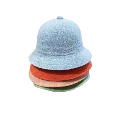 China Summer Sun Protection Hats Candy Colored Round Lid Sunshade Sunshade Bucket Hat Summer UV Terry Towel Bucket Hat for sale