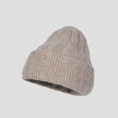 China COMMON 2023 New Winter Warm Double Layer Thickened Rabbit Hair Knitted Hat Women's Solid Japanese Hat Wool Hats for sale