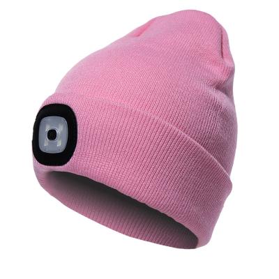 China COMMON 39 Colors Led Filling Pattern Popular Beanie Hat Night Running Lighting Knitted Custom Embroidery Logo Solid Color Beanies for sale