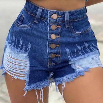 China High quality 2021 new arrival fashion shorts jeans QUICK DRY ripped women's tassel lattice abbreviation for sale