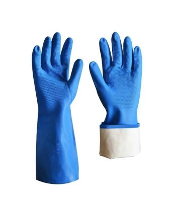 China Factory Long Sleeve Nitrile Acid Anti-Slip Green Blue Oil Chemical Resistant Gloves Dipped Handle Protective Work Safety Gloves for sale