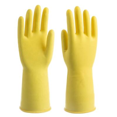 China Household 100% Anti-slip Natural Latex Gloves Red Color Kitchen Rubber Cleaning Orange Pink Yellow Cleaning Gloves for sale