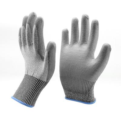 China Water Proof HPPE Anti-Cut Level 5 Protection Safety Work Cut Resistant PU Coated Palm Gloves for sale