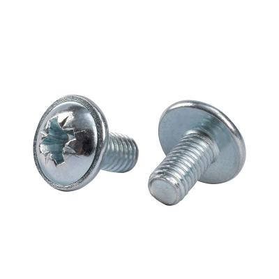 China Pan Head With Din967 Collar Cross Round Head Steel Machine Screw With Cushion Steel Cross Pan Head Screw for sale