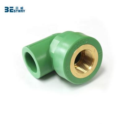 China PPR elbow with insert BWVA supplier brass reliable heat welding ppr elbow fitting for sale