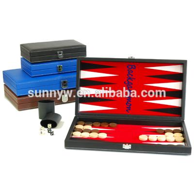 China PU Leather Travel Leather Backgammon Set Backgammon Chips Backgammon Dimensions for sale