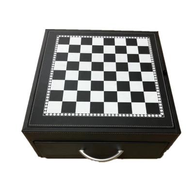 China Custom Leather Backgammon Leather Chess Set International Chess Set for sale