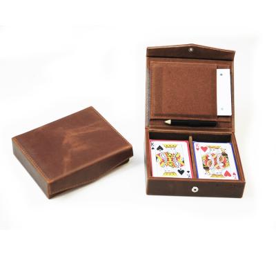 China Custom Leather Entertaiment Playing Cards PU Poker Card Box Gift Box 2 Sets Playing Cards Game Set for sale