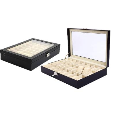 China Wholesale 24 Slot PU Leather Handmade Watch Box Watches Storage Case Watch Display Box For Women Men for sale