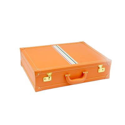 China Viable Custom PU Leather Storage Box Containers Store Portable Organizer Storage Vintage Suitcase for sale