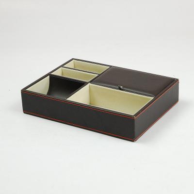 China Wholesale Top Desk Storage Table Organizer PU Storage Box Office Home Leather Desk Desk Organize Tray for sale